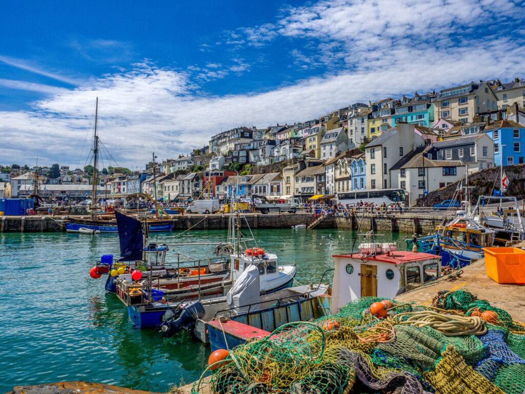 Colorful seaside village of Brixham Devon